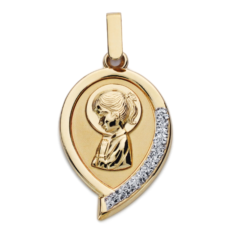<STRONG>Medalla virgen niña 23 x 16 mm oro 18k bicolor.</STRONG><BR><STRONG>Medalla</STRONG> con la <STRONG>virgen niña</STRONG>