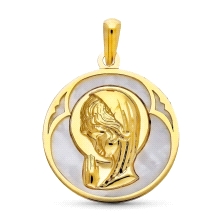 <STRONG>Medalla niña 18 mm oro amarillo 18k nacar.</STRONG><BR><STRONG>Medalla</STRONG> para niña con la imagen de la <STRONG>vi