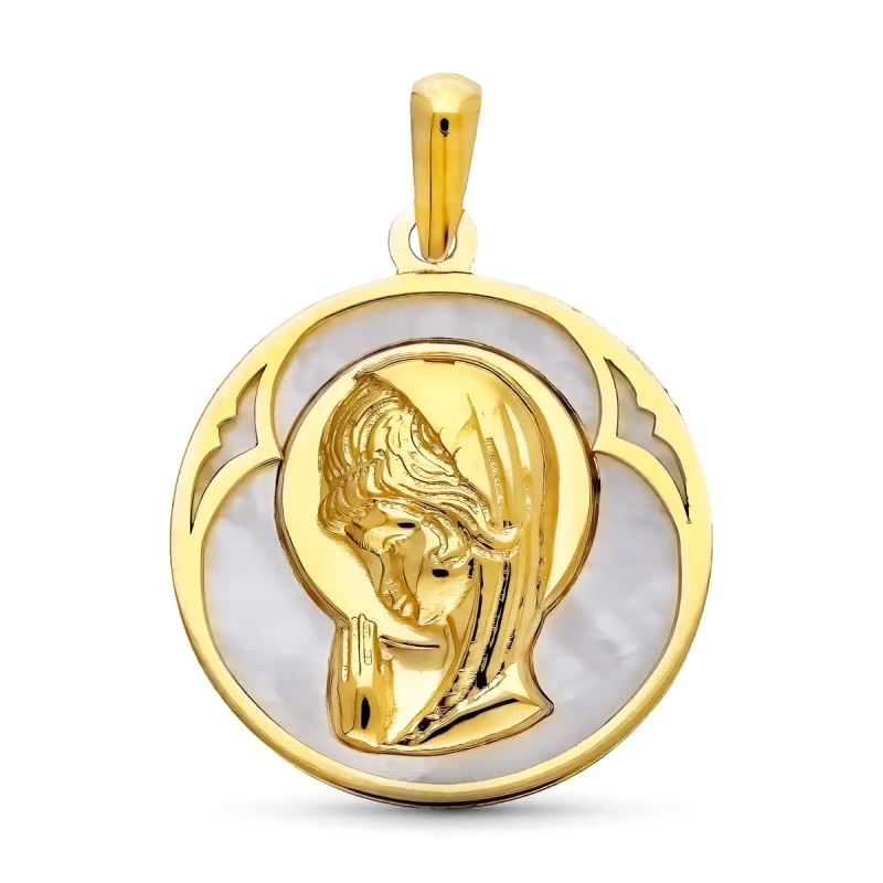<STRONG>Medalla niña 18 mm oro amarillo 18k nacar.</STRONG><BR><STRONG>Medalla</STRONG> para niña con la imagen de la <STRONG>vi