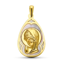 <STRONG>Medalla virgen niña 21 x 14 mm oro amarillo 18k nacar lágrima.</STRONG><BR>Original <STRONG>medalla</STRONG> para niña c