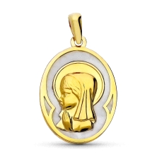 <STRONG>Medalla niña 18 x 15 mm oro amarillo 18k nacar oval.</STRONG><BR><STRONG>Medalla</STRONG> para niña con la sileta de la 