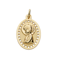 <STRONG>Medalla niña 20 x 14 mm oro amarillo 18k oval laser.</STRONG><BR><STRONG>Medalla</STRONG> para <STRONG>niña</STRONG> con