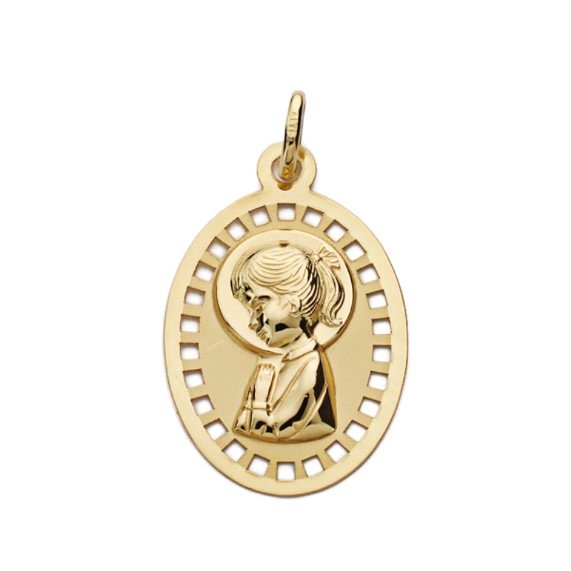 <STRONG>Medalla niña 20 x 14 mm oro amarillo 18k oval laser.</STRONG><BR><STRONG>Medalla</STRONG> para <STRONG>niña</STRONG> con