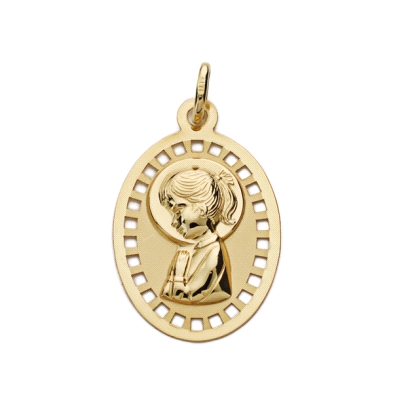<STRONG>Medalla niña 20 x 14 mm oro amarillo 18k oval laser.</STRONG><BR><STRONG>Medalla</STRONG> para <STRONG>niña</STRONG> con