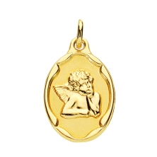 <STRONG>Medalla bebé angelito burlón 21 x 14 mm oro 18k laser.</STRONG><BR><STRONG>Medalla</STRONG> de <STRONG>bebé</STRONG> ova