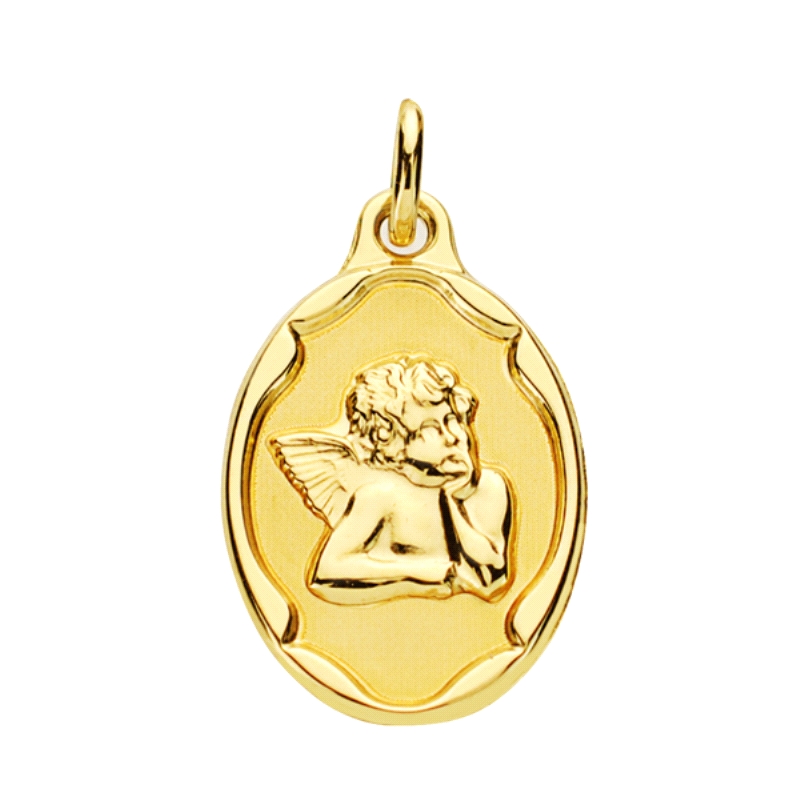 <STRONG>Medalla bebé angelito burlón 21 x 14 mm oro 18k laser.</STRONG><BR><STRONG>Medalla</STRONG> de <STRONG>bebé</STRONG> ova