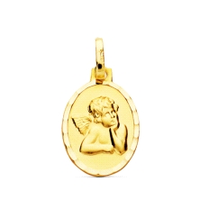 <STRONG>Medalla bebé ángel con alas 21 x 13 mm oro amarillo 18k ovalada.</STRONG><BR><STRONG>Medalla</STRONG>&nbsp;ovalada para<