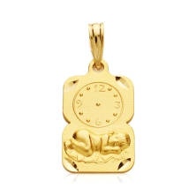 <STRONG>Medalla bebé con reloj y niño en cuna 19 x 11 mm oro amarillo 18k.</STRONG><BR><STRONG>Medalla</STRONG> de <STRONG>bebé 