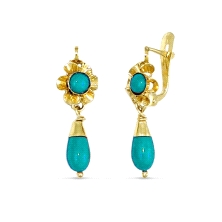<P><STRONG>Pendiente bebé con turquesa oro</STRONG> 18 kilates. Estos <STRONG>pendientes para bebé de oro con turquesa</STRONG> 
