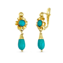 <P><STRONG>Pendiente arquillo niña oro 18 kilates turquesa</STRONG>. Estos <STRONG>pendientes de turquesa y oro para niña</STRON