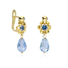 <P><STRONG>Pendientes cubanitas oro 18k aguamarina.<BR>Pendiente oro niña arquillo chupon celeste. Pendiente de oro para niña gi