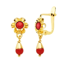 <P><STRONG>Pendiente niña en coral oro 18 kilates</STRONG>. Estos <STRONG>pendientes para niña con chupón de oro y coral</STRONG