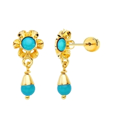 <P><STRONG>Pendiente bebé arquillo turquesa oro 18 kilates</STRONG>. Estos <STRONG>pendientes para bebé de arquillo&nbsp;en colo