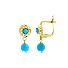 <P><STRONG>Pendiente bebé cubana oro turquesa</STRONG>. Estos <STRONG>pendientes de oro para niña de arquillo en turquesa</STRON