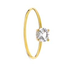 Anillo solitario oro amarillo con circonita <BR>Solitario de mujer en oro amarillo con una circonita de 5mm<BR>Anillo de mu