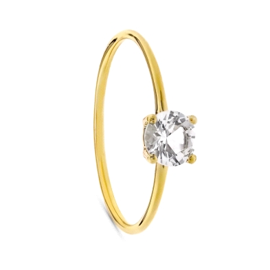 Anillo solitario oro amarillo con&nbsp;circonita <BR>Solitario de mujer en oro amarillo con una circonita de 5mm<BR>Anillo de mu