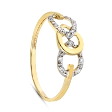<STRONG>Anillo mujer oro bicolor 9k gotas.<BR>Sortija</STRONG> para <STRONG>mujer</STRONG>&nbsp;con tres gotas en su frente, con