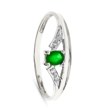 <STRONG>Anillo mujer oro blanco 9k esmeralda natural.<BR>Anillo</STRONG> para <STRONG>mujer</STRONG> liso formando pico con <STR