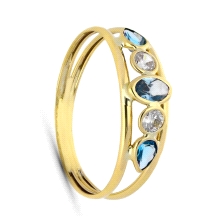 <STRONG>Anillo mujer 6 mm oro amarillo 9k circonitas</STRONG>.<BR><STRONG>Sortija</STRONG> de <STRONG>mujer</STRONG> de doble ar