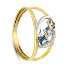 <STRONG>Anillo mujer oro bicolor 9k circonita celeste.</STRONG><BR><STRONG>Sortija</STRONG> para<STRONG> mujer</STRONG> combinad