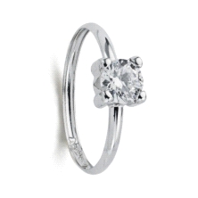 <STRONG>Anillo mujer circonita 5 mm oro blanco 9k.</STRONG><BR><STRONG>Sortija</STRONG> de <STRONG>mujer </STRONG>lisa con una c