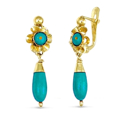 <P><STRONG>Pendiente oro niña arquillo turquesa</STRONG>. Estos <STRONG>pendientes cubanas de oro para niña con turquesa</STRONG