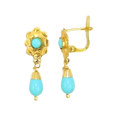 <P><STRONG>Pendiente oro niña chupón turquesa</STRONG>. Estos <STRONG>pendientes para niña de oro con chupon en turquesa</STRONG