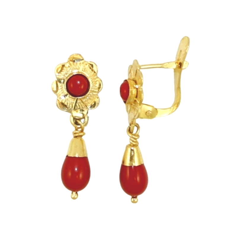 <P><STRONG>Pendiente chupón coral oro niña</STRONG>. <STRONG>Pendiente para niña con coral </STRONG>sintético fabricado oro 18 k