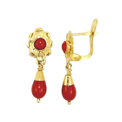 <P><STRONG>Pendiente chupón coral oro niña</STRONG>. <STRONG>Pendiente para niña con coral </STRONG>sintético fabricado oro 18 k