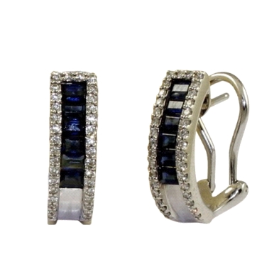 <STRONG>Pendiente mujer diamante 0.48 cts oro blanco 18k y zafiros.</STRONG><BR><STRONG>Pendiente</STRONG> para<STRONG> mujer</S