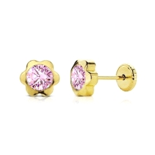 <STRONG>Pendiente niña</STRONG> flor<BR>Estos <STRONG>pendientes</STRONG>&nbsp;con forma de flor, tienen una circonita color ros