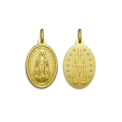 <STRONG>Medalla Virgen Milagrosa 15 x 10 mm oro 18k</STRONG>. Medalla de la Virgen Milagrosa&nbsp;oval con filo liso.&nbsp;Colga