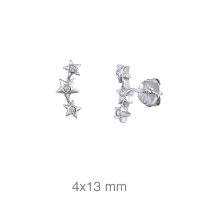 <STRONG>Pendiente plata mujer 3 estrellas.</STRONG><BR>Pendientes para mujer&nbsp;con tres estrellas con circonitas.<BR>Fabricad