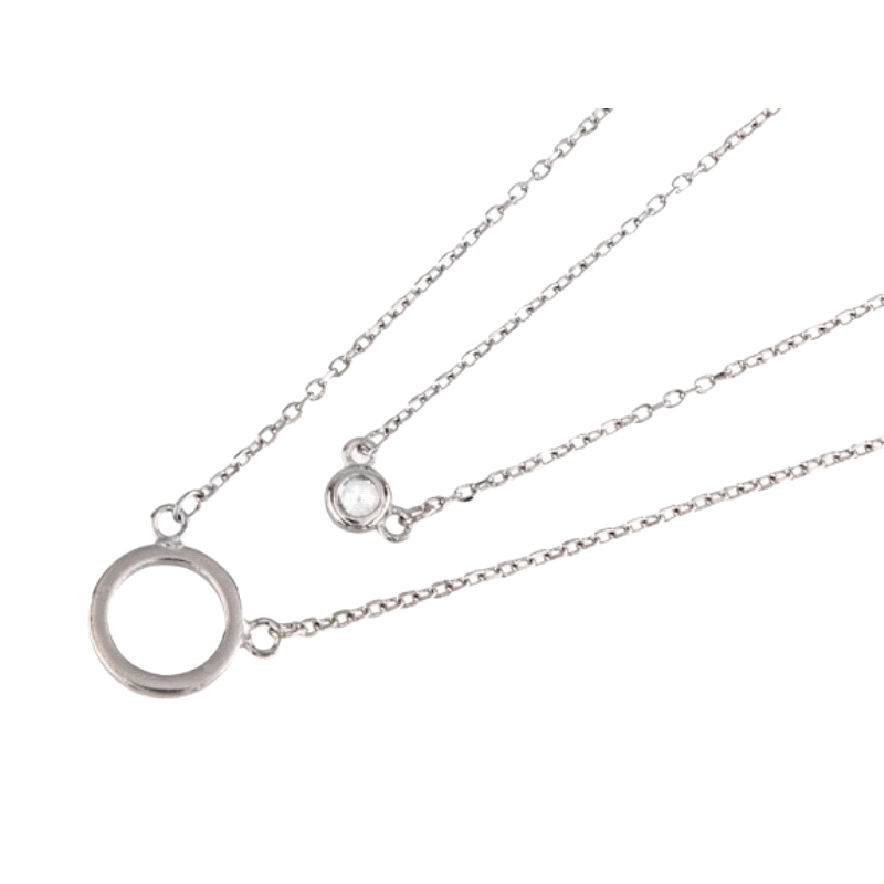 <STRONG>Collar </STRONG>doble<STRONG> plata mujer</STRONG> aro y circonita. <STRONG>Collar</STRONG> para <STRONG>mujer</STRONG> 