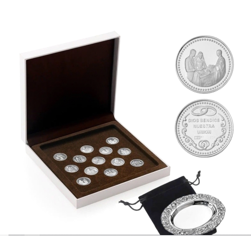 <P>Juego de arras Biblicas con bandeja <BR>Monedas de 20mm Marca Argyor<BR>Fabricadas en <STRONG>Plata de Primera &nbsp;ley</STR
