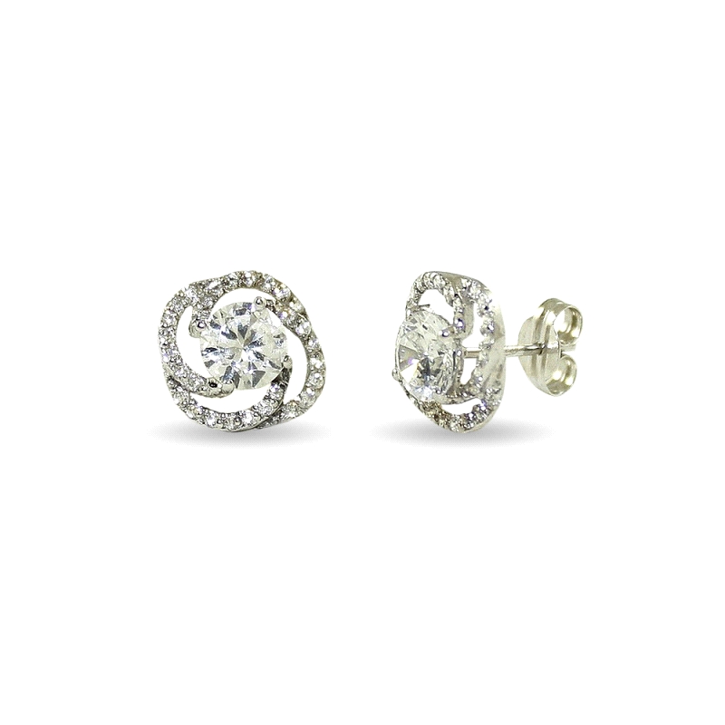 Pendiente mujer oro blanco con circonitas <BR>Pendiente de mujer oro blanco con circonita central. <BR>Tamaño del pendiente 9 mm