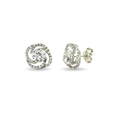 Pendiente mujer oro blanco con circonitas <BR>Pendiente de mujer oro blanco con circonita central. <BR>Tamaño del pendiente 9 mm