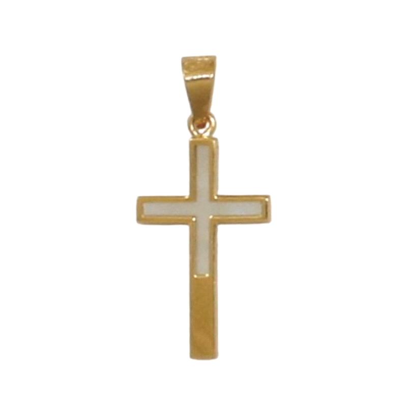 <STRONG>Cruz nacar mujer oro 18 kilates</STRONG>.<BR>Tiene un tamaño de 16 mm de alto y 10 mm de ancho (sin incluir asa).<BR>Fab
