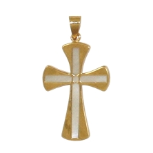 <STRONG>Cruz lisa oro 18 kilates con nacar.<BR></STRONG>Cruz de nacar con un tamaño de 20 mm de alto y 14 mm de ancho (sin inclu