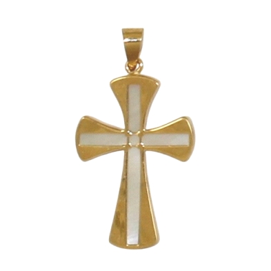 <STRONG>Cruz lisa oro 18 kilates con nacar.<BR></STRONG>Cruz de nacar con un tamaño de 20 mm de alto y 14 mm de ancho (sin inclu <STRONG>Cruz lisa oro 18 kilates con nacar.<BR></STRONG>Cruz de nacar con un tamaño de 20 mm de alto y 14 mm de ancho (sin inclu