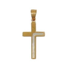 <STRONG>Cruz con nacar oro 18 kilates.<BR></STRONG>Cruz cuadrada de nacar con un alto de 16 mm y un ancho de 10 mm (sin incluir