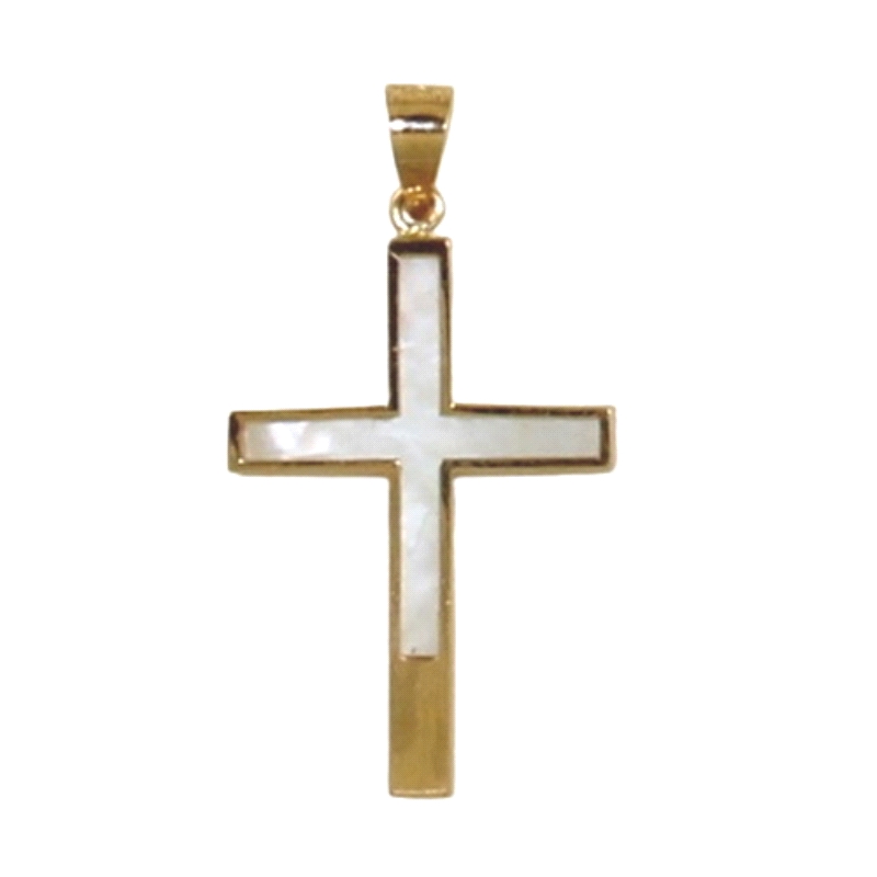 <STRONG>Cruz nacar oro amarillo 18 kilates.<BR></STRONG>Su tamaño es de 20 mm de&nbsp;alto y 14 mm de ancho (sin incluir asa).<B