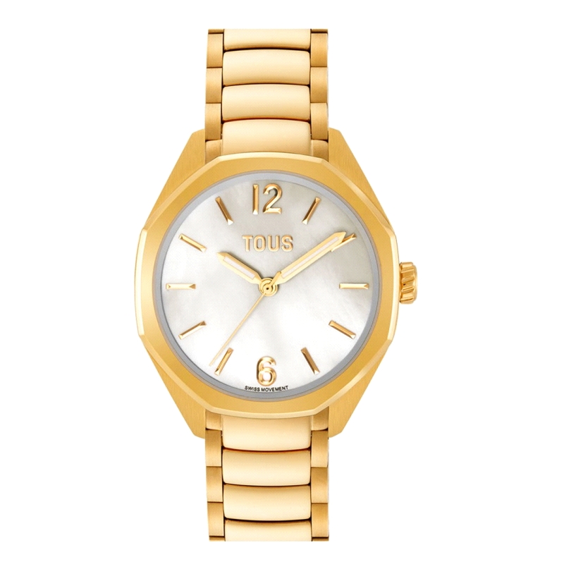 <STRONG>Reloj Tous mujer 3000141300 dorado nacar.<BR>Reloj </STRONG>de <STRONG>mujer Tous</STRONG> dorado con esfera de nacar.<B