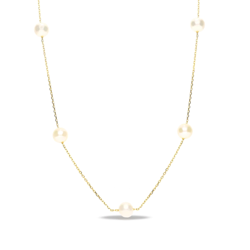 <STRONG>Collar mujer 5 perlas oro 18 kilates.</STRONG><BR><STRONG>Gargantilla</STRONG> para <STRONG>mujer</STRONG> de 40 cm de l