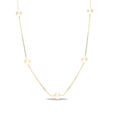 <STRONG>Collar mujer 5 perlas oro 18 kilates.</STRONG><BR><STRONG>Gargantilla</STRONG> para <STRONG>mujer</STRONG> de 40 cm de l