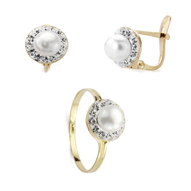 <STRONG>Juego comunión niña oro 9 kilates perla.</STRONG><BR><STRONG>Juego</STRONG> para <STRONG>niña</STRONG> con perla y circo