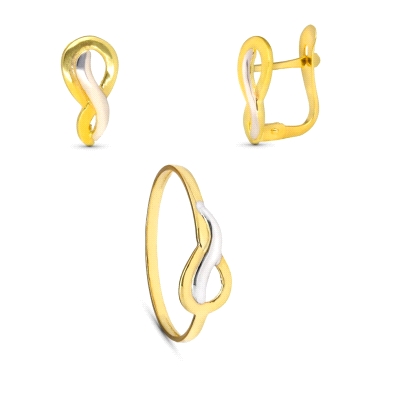 <P><STRONG>Conjunto comunión oro 9 kilates liso bicolor.<BR>Juego</STRONG> para<STRONG> niña</STRONG> con un largo de 12 mm y un