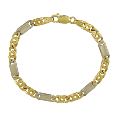 <STRONG>Pulsera hombre oro amarillo y blanco 5mm</STRONG><BR>Esta <STRONG>pulsera para hombre</STRONG> de diseño italiano está f