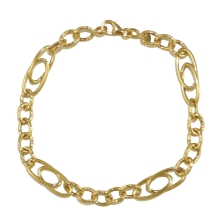 <STRONG>Pulsera mujer oro 18 kilates enlazada.<BR>Pulsera</STRONG> para <STRONG>mujer</STRONG> con eslabones tallados combinados