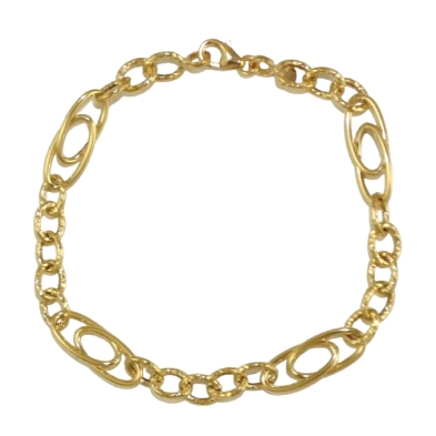 <STRONG>Pulsera mujer oro 18 kilates enlazada.<BR>Pulsera</STRONG> para <STRONG>mujer</STRONG> con eslabones tallados combinados